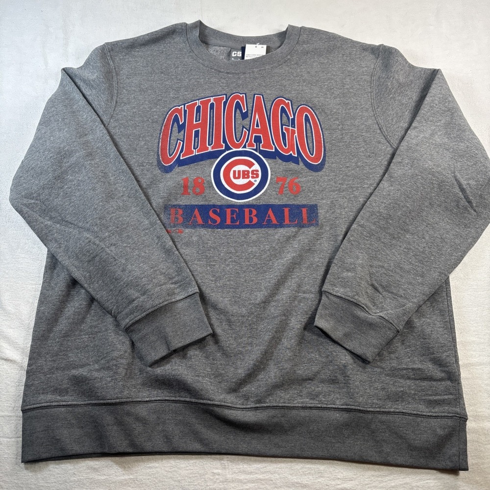 CSA Chicago Cubs Fleece Crewneck Mens XL Gray MLB Baseball Sweatshirt